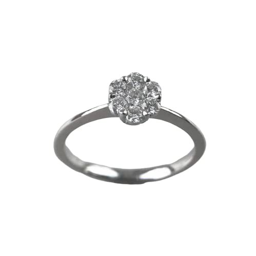 HeartsAndYou Floral Minimalist Engagement Ring for Women 1.2ct Round Cut Moissanite 18k White Gold Over Silver