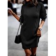 thumbnail image 1 of Suéter de cuello alto y manga larga de color puro para mujer, vestido de otoño e invierno, 1 of 6
