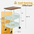 thumbnail image 5 of Rolling Cart with Wooden Tabletop, 3 Tier Metal Utility Cart, Rolling Storage Organizer Cart with Lockable Wheels for Kitchen, Office, Bedroom (Green), 5 of 12