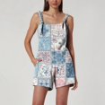thumbnail image 3 of Xyxonk Summer Rompers for Women 2025 Dressy Casual Summer Romper Sleeveless Adjustable Straps Short Overalls with Pockets Loose Fit Floral Beach Vacation Jumpsuit Sky Blue XL, 3 of 4