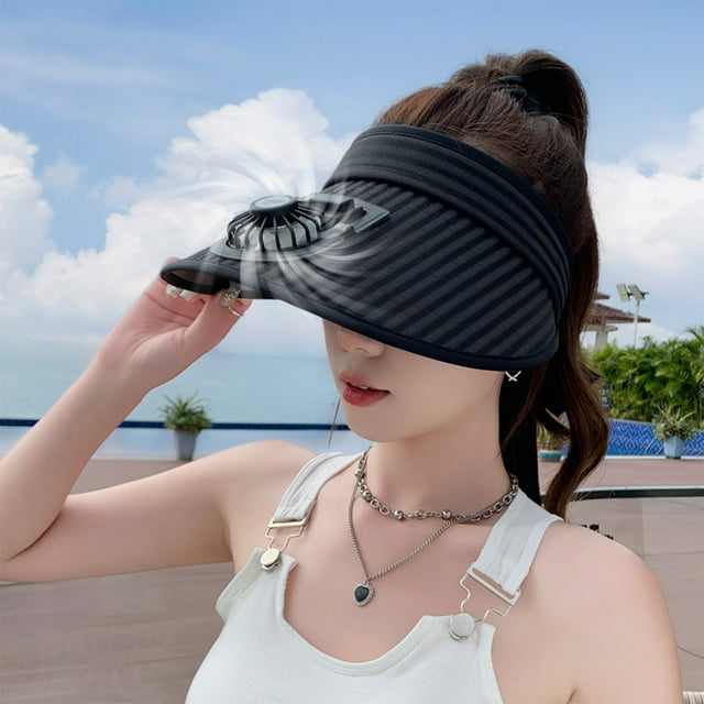 Xihbxyly Sombrero de Protección Solar, Diseño Innovador de Ala Ancha con Ventilador de Carga Usb, Ajuste Ajustable para Mayor Comodidad, Perfecto para Aventuras Al Aire Libre y Viajes, Idea de Regalo