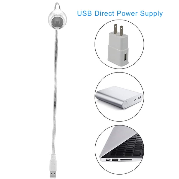 Lámpara USB, Teclado de aleación de Aluminio Que Enciende la luz giratoria Flexible Creativa del Escritorio de LED Mini(Plata + Blanco Puro) Ecomeon no
