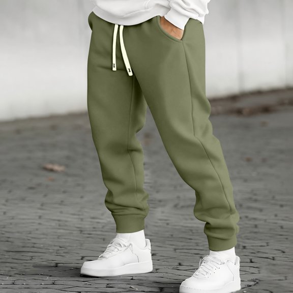 CCRFTGI Mens Joggers with Pockets Lightweight Sweatpants for Men Pants Athletic Workout Running Track Gym Army Green L