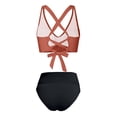 thumbnail image 5 of Antinious Women Period Solid V-Neck Rear Short Bottom Built In Cup Wireless Balanced Stylish 2 Piece Bikinis Set, 5 of 5