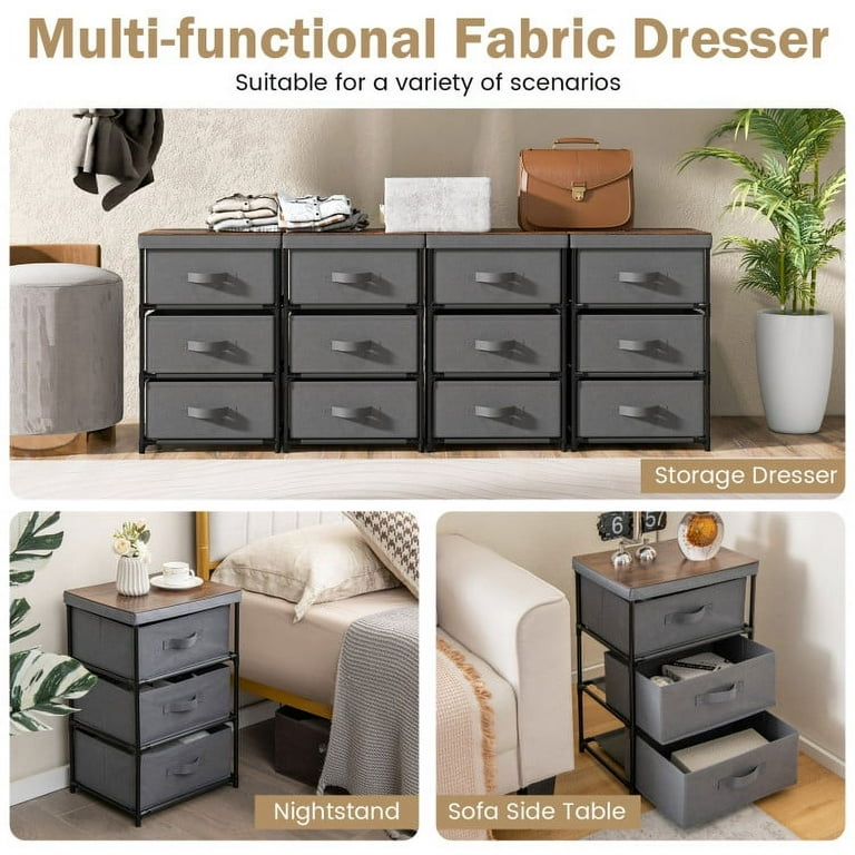 Veryke 3-Tier Drawer Dresser, End Table Storage Cabinet, Easy Pull Fabric Bins, Nightstand for Bedroom, Hallway, Entryway Furniture, Linen - Walmart.com Veryke 3-Tier Drawer Dresser, End Table Storage Cabinet, Easy Pull Fabric Bins, Nightstand for Bedroom, Hallway, Entryway Furniture, Linen - Walmart.com