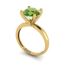 3ct round cut green natural peridot 18k yellow gold Bridal Wedding Engagement Promise Anniversary Ring for Women size 3.75
