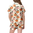thumbnail image 4 of Leey-World Toddler Halloween Pjs Girls Satin Pajamas Set Button Down Silk 2 Piece Pj Sets Ruffle Short Sleeve Sleepwear, 4 of 5