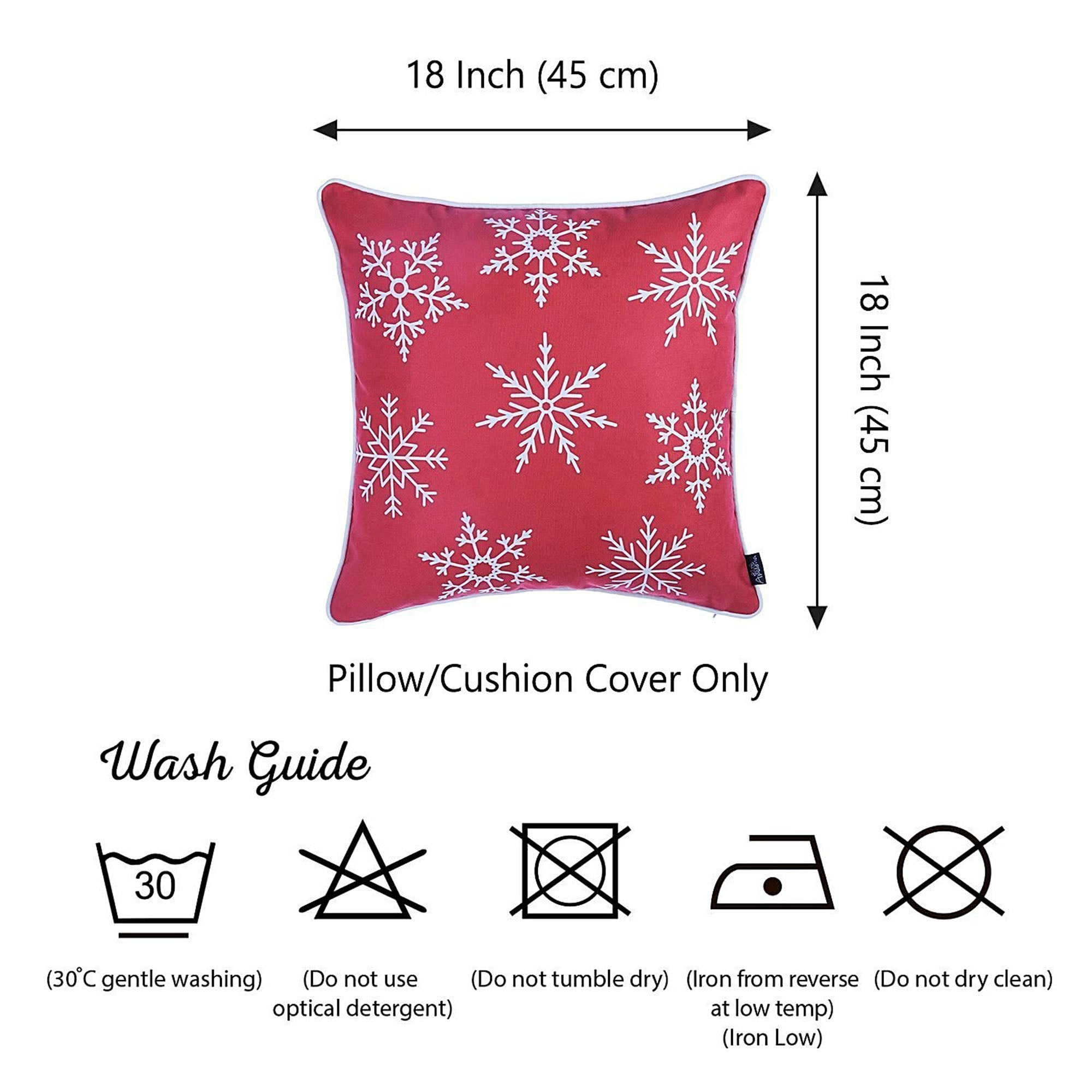 Mike&Co. New York Christmas Deer Decorative Single Throw Pillow 18 x 18 White & Red & Gray Square for Couch, Bedding