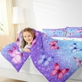thumbnail image 6 of Manfei Cartoon Butterfly Animal Full Size Comforter Sets, Blue Purple Dreamy Rainbow Bedding Comforter Set, Teens Kids Boys Girls Reversible Bedding Sets, Breathable Home Decor, 3-Piece, 6 of 9