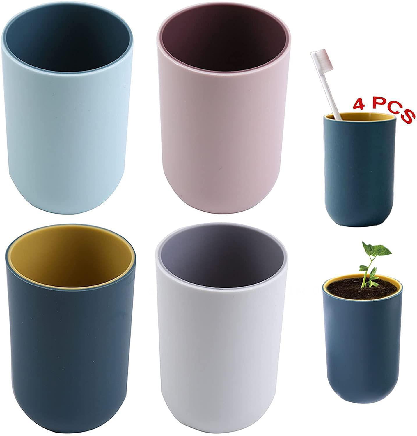 MARSMO 4 Pcs Tooth Cup, Plastic Cup, Toothbrush Holder, for Toothbrush and  Toothpaste, 7.2?10.5cm Multi-color 4PCS - Walmart.com