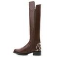thumbnail image 3 of Ferwind Women's Slouch Boots Metallic Studded High-Low Shaft Adult Brown 11, 3 of 8