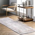 thumbnail image 1 of nuLOOM Tapis de Course Vintage à Fleurs Jacquie 2' 8" x 8', Argent, 1 of 4