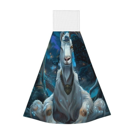 

Sikiie Forest Meditating Goat Hand Towel with Loop Hanging Towel Absorbent Tie Towels for Kitchen Tea Bar Bathroom Decor