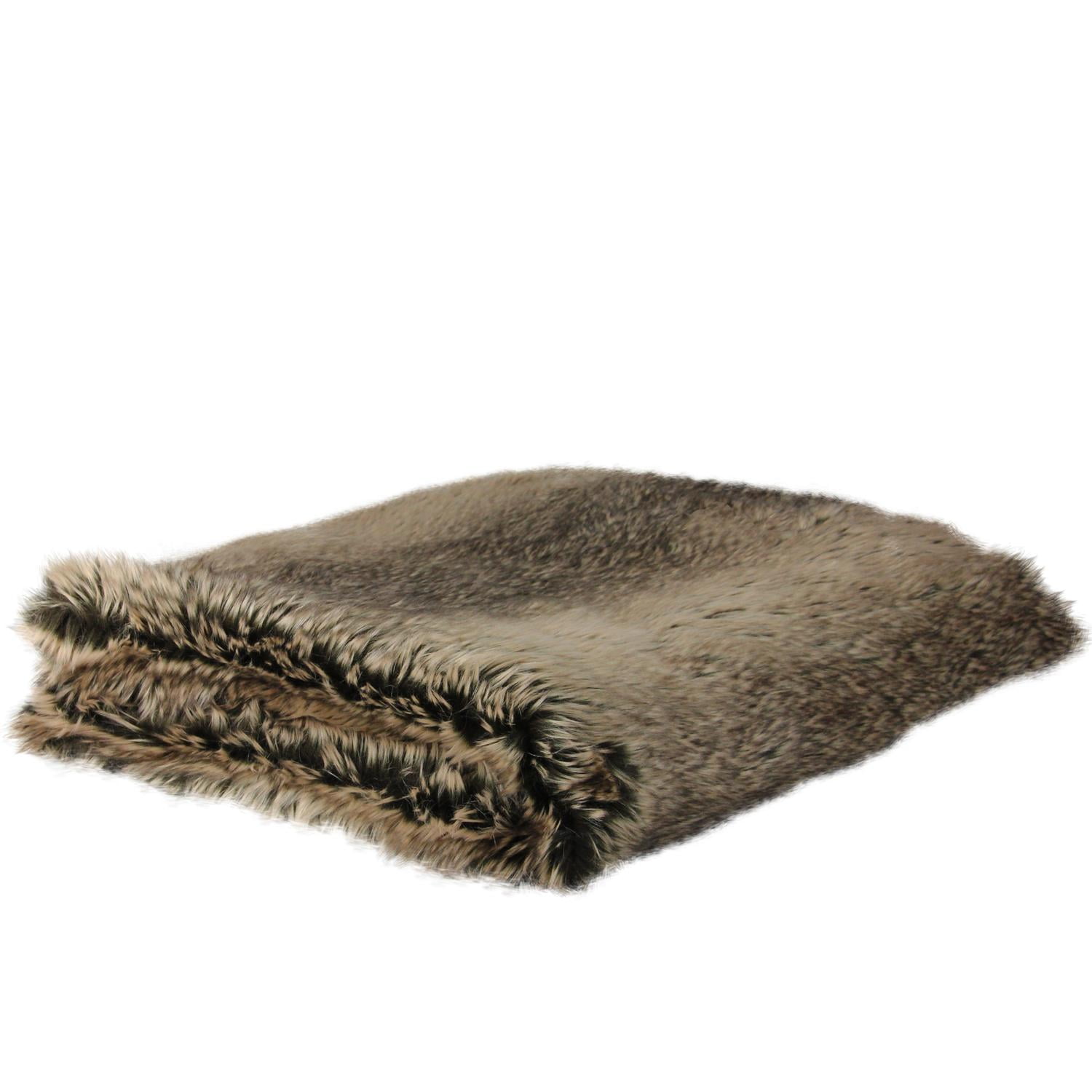 Brown Faux Fur Super Plush Throw Blanket 50" x 60" Walmart Canada