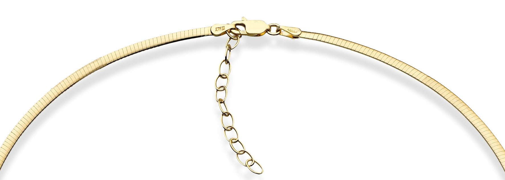 Miabella 18K Gold Over 925 Sterling Silver Italian 2mm or 2.5mm Solid Dome Omega Link Chain Necklace for Women 16 + 2 inch ext. Made in Italy (2.5mm)