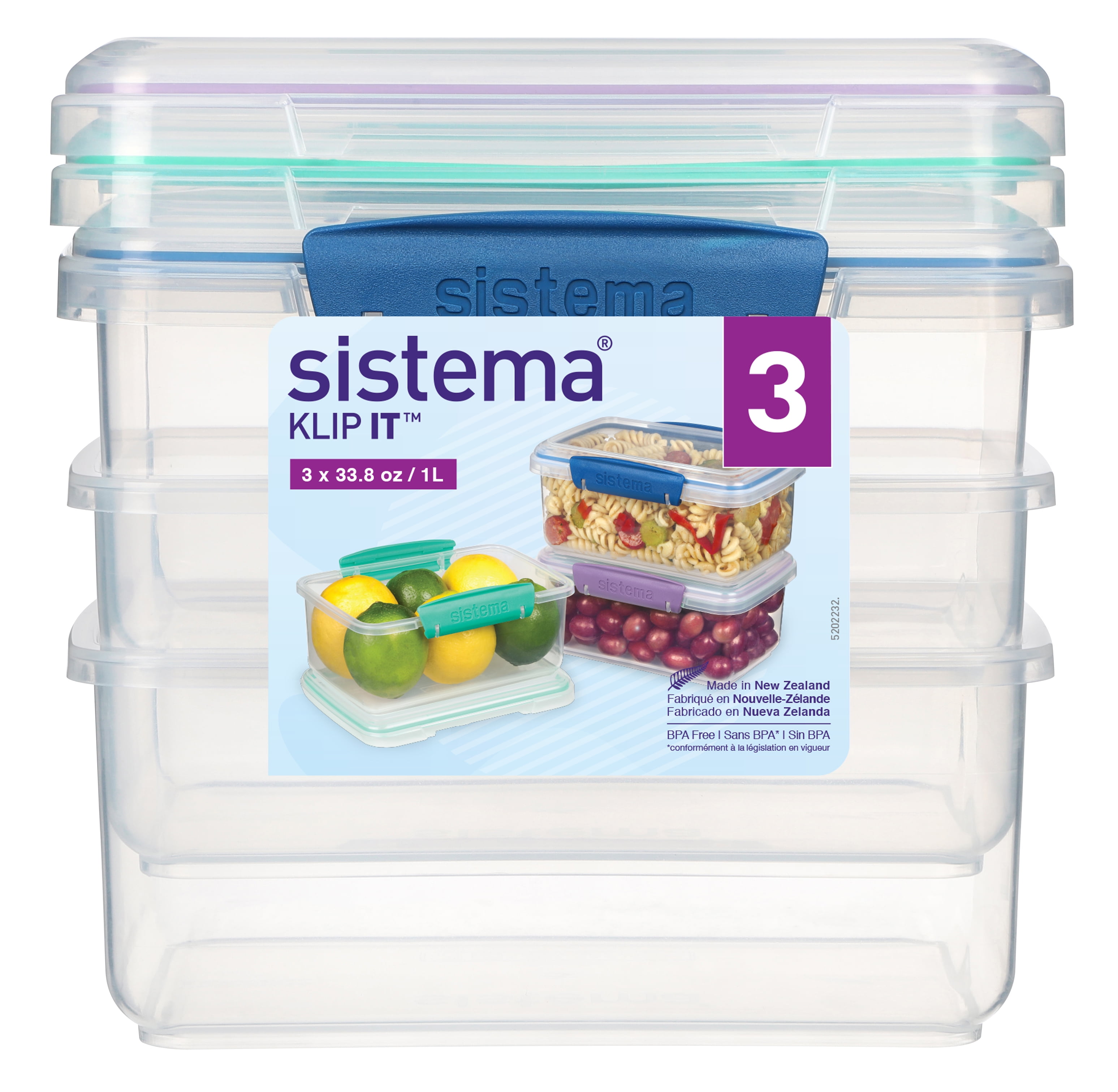 4.2 L Sistema KLIP IT Cereal Container Clear With Blue Clips 