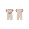 thumbnail image 2 of BemeyourBBs Baby Girl God Is Good All the Time Outfit Newborn Baby Girl Spring Summer Fall Christening Clothes Waffled Romper Ruffle Sleeve Letters and Floral Embroidery One Pieces Jumpsuit, 2 of 9