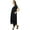 Black, variant on Bimba Women's Casual Black Short Sleeves Asymetrical Hem Dress With Scarf - 4