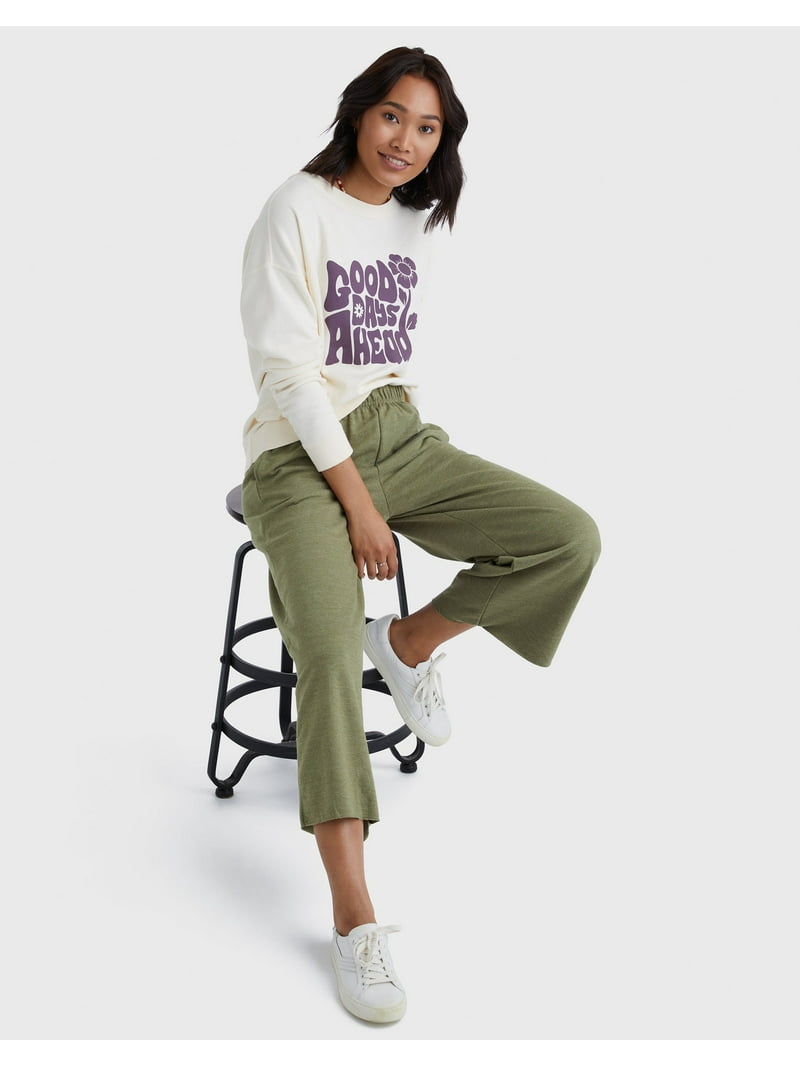 Hanes Originals Women's Lightweight French Terry Wide Leg Cropped