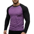 thumbnail image 2 of Long Sleeve Mens Shirts Ndbuld Men's Fashion Casual Solid Color Long Sleeve Round-Neck Blouses Sweatshirts Purple XXL, 2 of 5