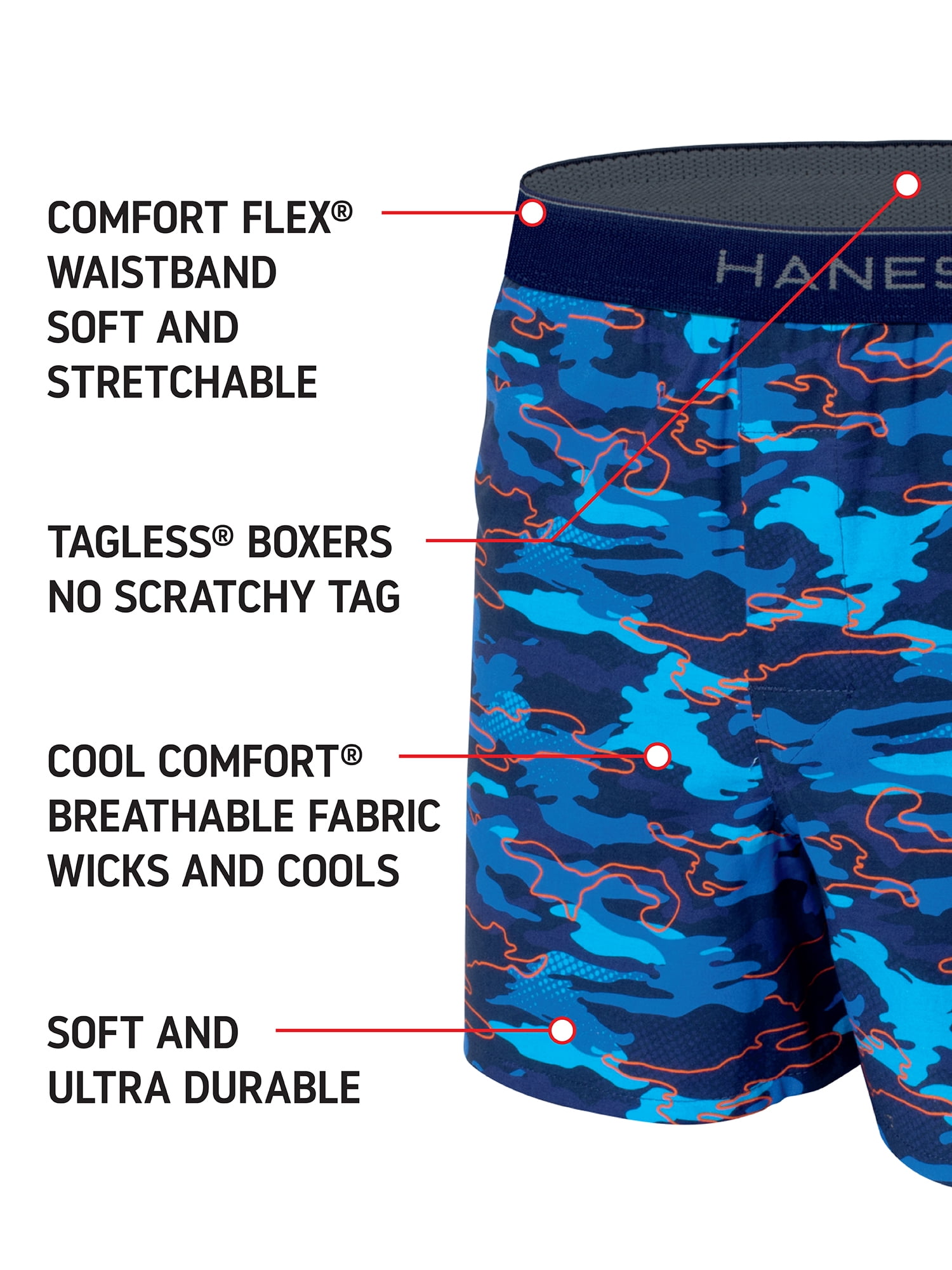 Hanes Boys' Woven Boxers 5 Pack, Sizes S-XL