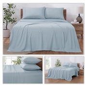 Modern Threads 4-Piece Solid Microfiber Adult Sheet Set, Blue Mist, Queen