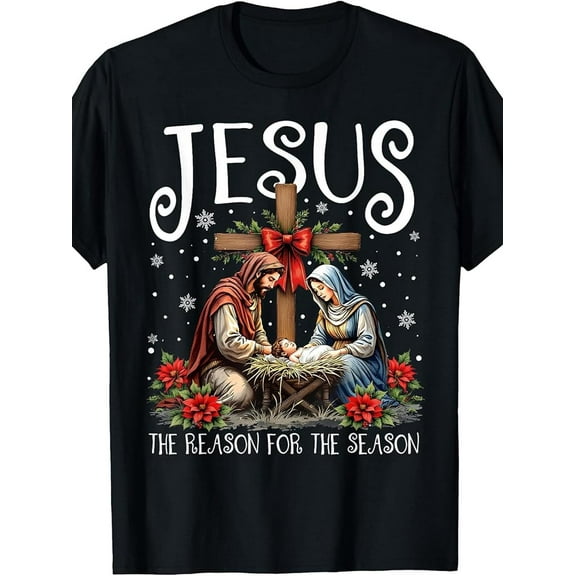 Jesus Is The Reason" Vintage-Inspired Cotton T-Shirt for Men - Crew Neck, Short Sleeve, Perfect for All Seasons