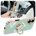 thumbnail image 4 of for iPhone 16 Case with Ring Holder, iPhone 16 Cover, Kickstand Magnetic Plating Frame TPU Shockproof Anti-Scratch Slim Girls Women Men Case Cover for iPhone 16, Mint, 4 of 5