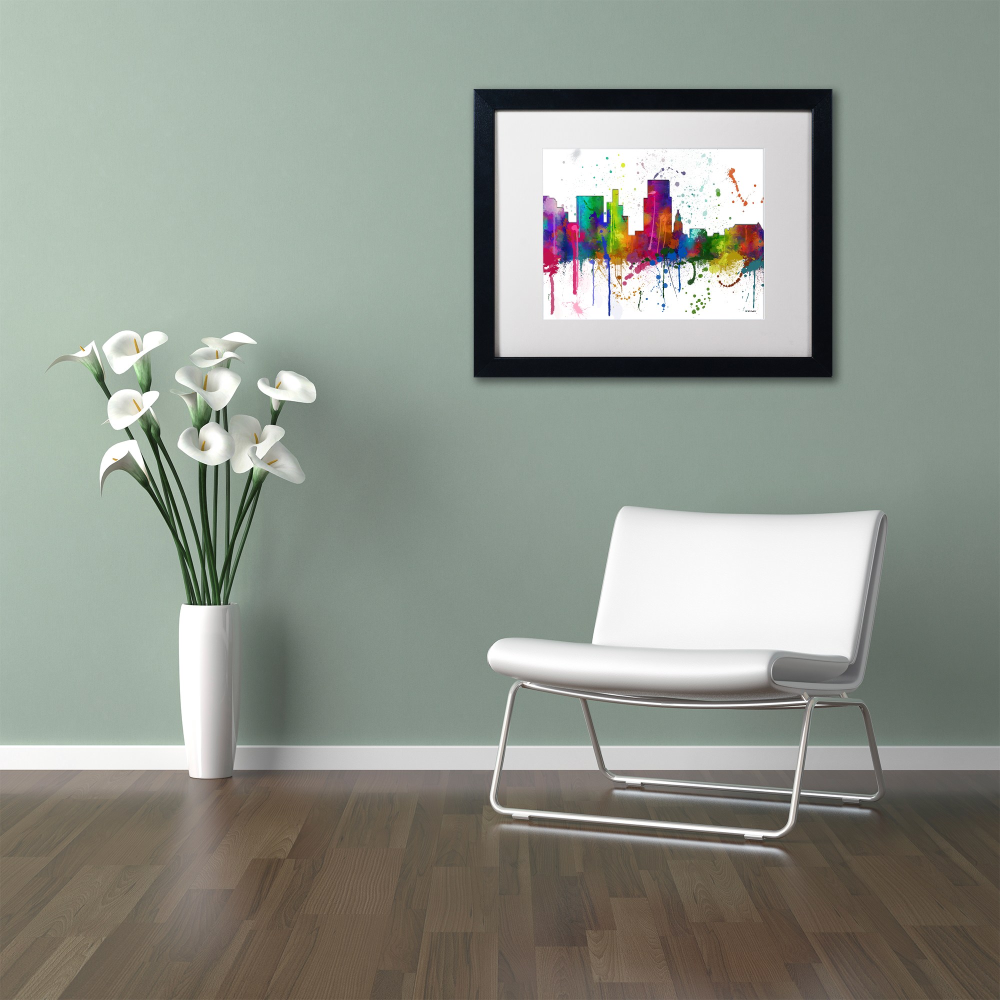 Trademark Fine Art "Boise Idaho Skyline Mclr-1" Canvas Art by Marlene Watson, White Matte, Black Frame