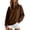 Brown, variant on Womens Casual Sweatshirt Loose Fit Quarter Zip Oversized Drop Shoulder Long Sleeve Pullover Top for Weekend Errand Outfit .