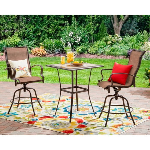 Mainstays Wesley Creek 3pc High Bistro Set,brown