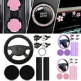 thumbnail image 6 of 10Pcs Steering Wheel Cover Set for Women with Belt Shoulder Pads Cup Holders Black, 6 of 6