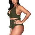 thumbnail image 4 of Jacenvly 2024 Bikinis for Juniors 2 Piece Breathable Women's Plus Size High Waisted Swimwear Swimsuit Multicolor New Style Beach Bikini Wrap Green, 4 of 9
