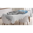 thumbnail image 1 of Rottweiler Tablecloth, Funny Animal Artwork Dog Illustration in a Starry Hard Hat Graphic, Rectangular Table Cover for Dining Room Kitchen, 60" X 84",Pale Grey Sea Blue Grey, by Ambesonne, 1 of 3