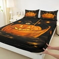 thumbnail image 3 of Feelyou Orange Pumpkin Boat Full Size Sheets, Cartoon Ghost Skull Bed Sheets, Halloween Nautical Style Sheet Sets, Ultra Soft Home Decor, 4pcs, 3 of 7