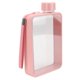 thumbnail image 5 of Botella de agua plana de plástico a prueba de fugas, transparente, cuadrada, portátil, tamaño A5, 380 ml, color rosa, 5 of 14