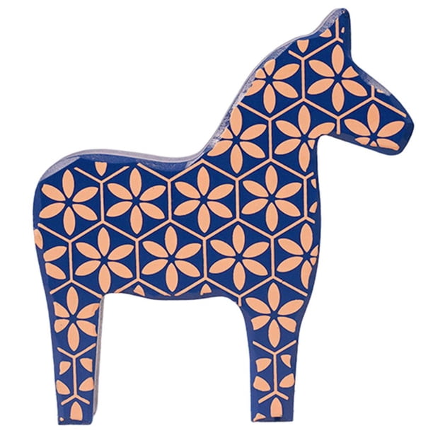 Estatua de caballo de pie minimalista, escultura decorativa, artesanías de animales para el hogar. azul grande