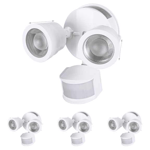4 Pack 25W LED Security Light with Motion Sensor, Dusk to Dawn Flood Wall Light, 30°-80° Beam Angle Adjustable, 5000K Daylight, ETL Listed, White