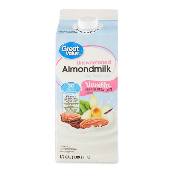 Great Value Unsweetened Vanilla Almondmilk, Half Gallon