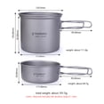 thumbnail image 3 of TOMSHOO TOMSHOO Ultra-Light Titanium Cookware Set: 1000ML Pot & 500ML Pan for Outdoor Camping, Hiking, and Backpacking Adventures, 3 of 6