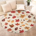 thumbnail image 4 of Autumn Fall Leaves Pattern Round Blanket,Comfortable Soft Flannel Throw Blanket,All Season,Warm Lightweight Blankets for Sofa Bed Couch Living Room Chair 60"x60", 4 of 5