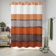 thumbnail image 6 of No Hook Shower Curtain with Built-in Rings - Farmhouse Rustic Wood Texture Washable Waterproof Fabric Bathroom Curtains for Hotel,Rentals, 60 X 72 Inch Long , Burnt Orange Grey, 6 of 9