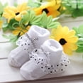 thumbnail image 2 of Eleanos Newborn Baby Girls Princess Floral Lace Bowknot Socks Infants Cotton Ruffle Frilly Trim Ankle Socks, 2 of 5