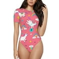 thumbnail image 2 of Goofa Yoga Unicorn Printed Women Rash Guard Short Sleeve,Tummy control Swimsuit Surfing Swimsuit Bathing Suit One Piece Swimsuit UPF 50-Small, 2 of 9