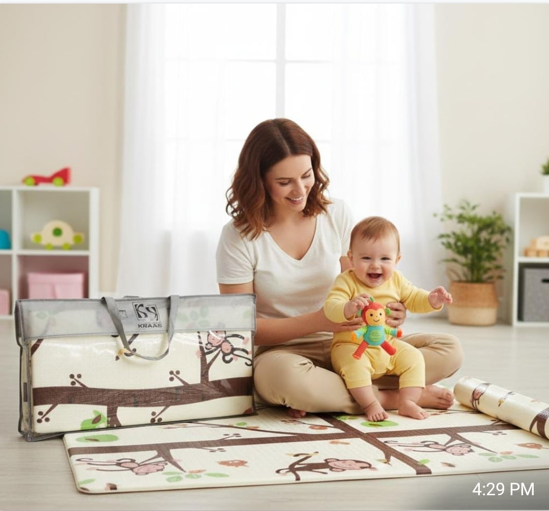 Baby Play Mat 59"*79" Foldable double side play Foam Baby Play Mat for Floor Waterproof Playmats for Babies Boy and Toddlers Infants  Crawling Mat for Indoor&Outdoor&Travel side protected