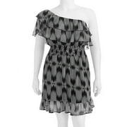 Juniors' Plus Floral One Shoulder Woven Dress