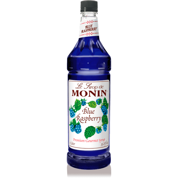 Monin - Blue Raspberry Syrup, Bold Berry Flavor, Great for Lemonades, Sodas, Slushies, Vegan, Non-GMO, Gluten-Free (1 Liter)