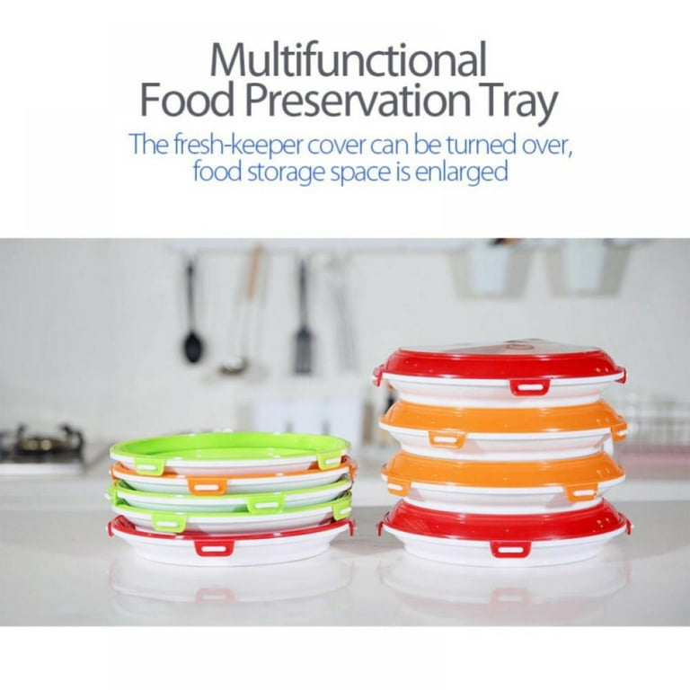 Food Plastic Preservation Tray, Stackable Food Tray Reusable Creative fresh  tray storage for Food Preservation (4 Pack)