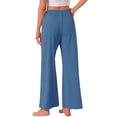 thumbnail image 3 of INSPIRE CHIC Women's Pajamas Pants Wide Leg Casual Ribbed Knit Loose Fit Sleep Soft Comfort Outfits Lounge Bottoms XL Blue, 3 of 6