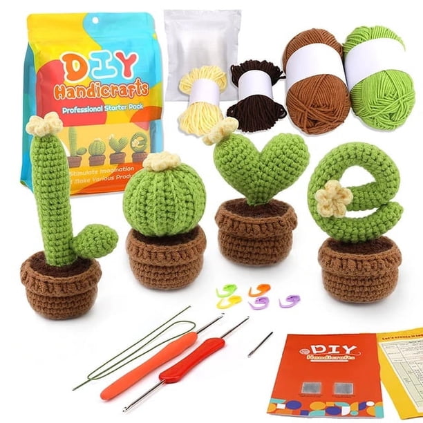 Kit Crochet Débutant Complet Cactus - Ensemble Tricot Au Crochet Avec Fils, Crochets & Tutoriels Vidéo Pas à Pas